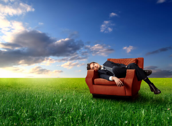 Man on sofa, in hypnosis, in a dreamscape (you can tell he is hypnotised)