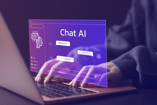 Someone typing on an AI Chat programme
