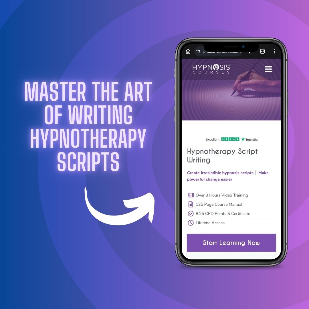 Advertisement for Hypnotherapy Script Writing Course on Hypnosis-Courses.com
