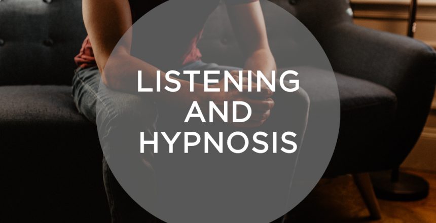 Listening and hypnosis Man on sofa listening to a conversation with a hypnotist