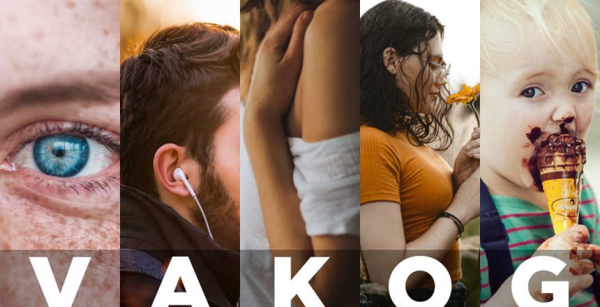 VAKOG word with images denoting all five sensory modalities